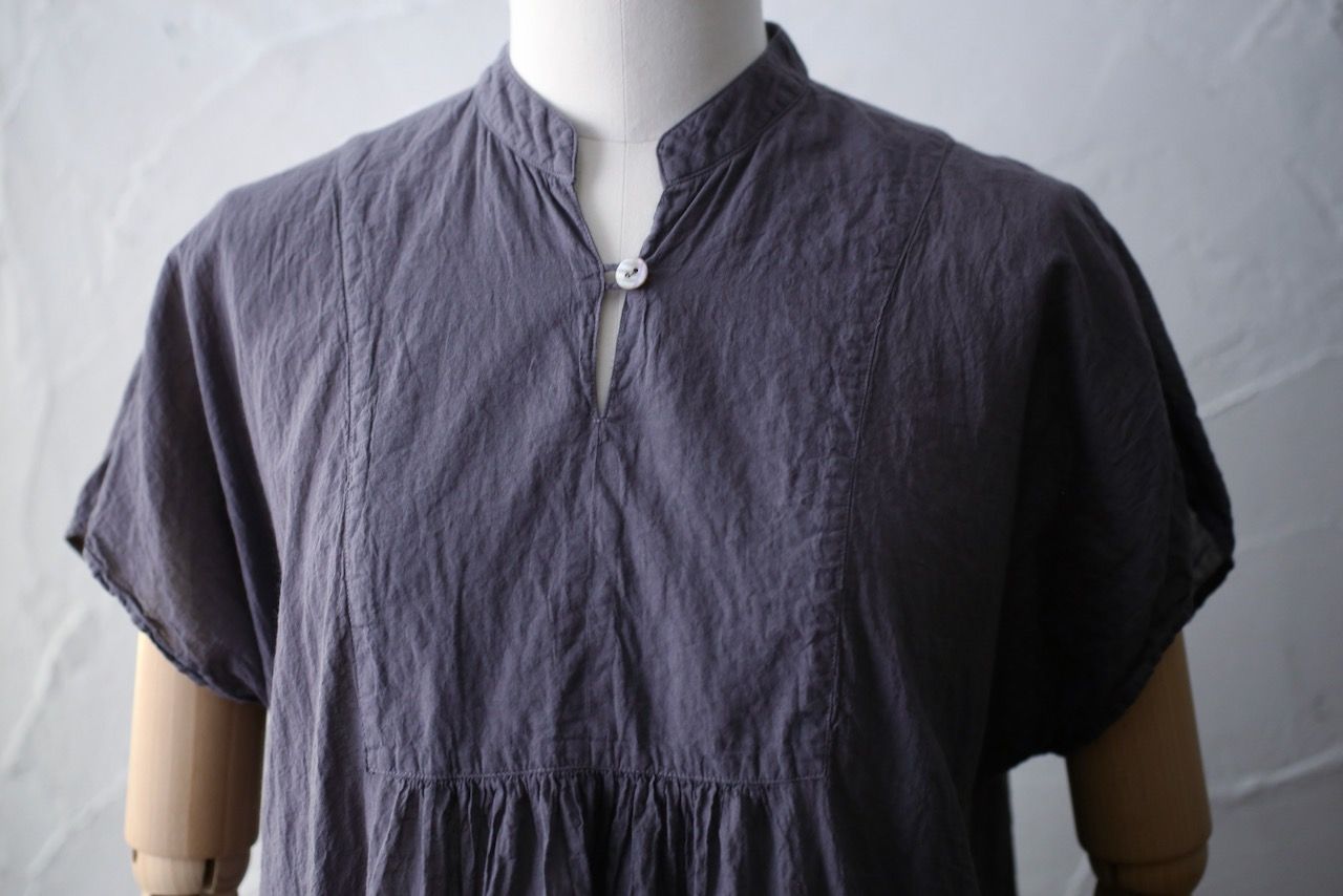 コットンローン パネル切り替えブラウス/ Cotton lawn blouse 「ぶどう/Grape」