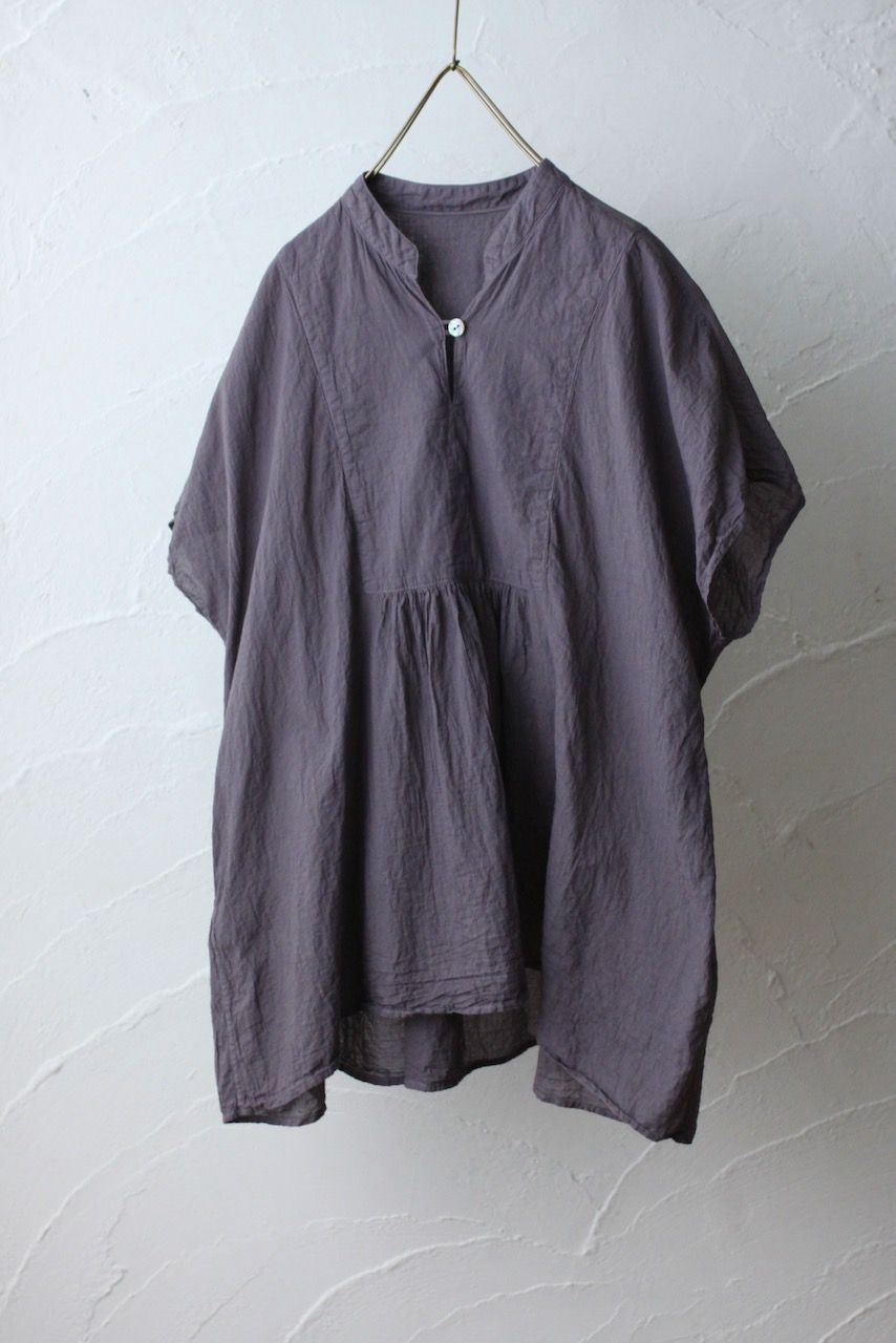 コットンローン パネル切り替えブラウス/ Cotton lawn blouse 「ぶどう/Grape」