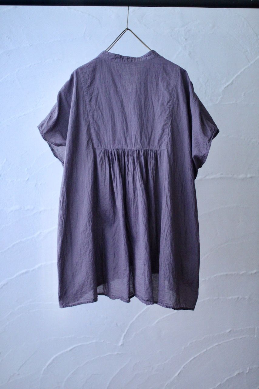 コットンローン パネル切り替えブラウス/ Cotton lawn blouse 「花紫/Bell flower」