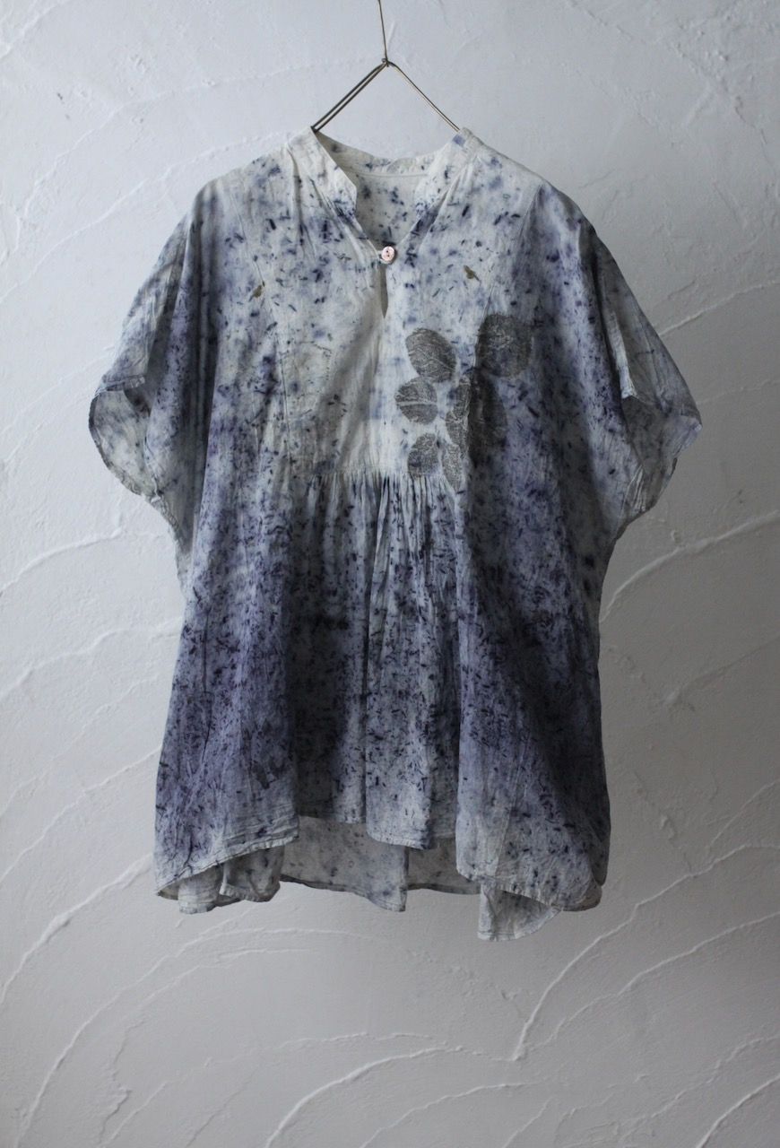 コットンローン パネル切り替えブラウス/ Cotton lawn blouse 「ボタニカルプリント⑥/Botanical print no.6