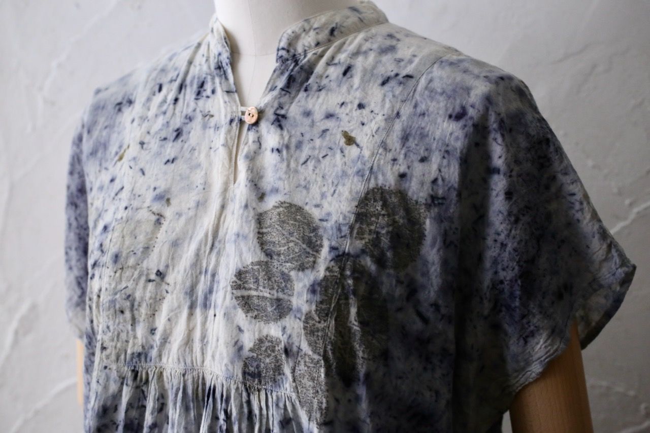 コットンローン パネル切り替えブラウス/ Cotton lawn blouse 「ボタニカルプリント⑥/Botanical print no.6