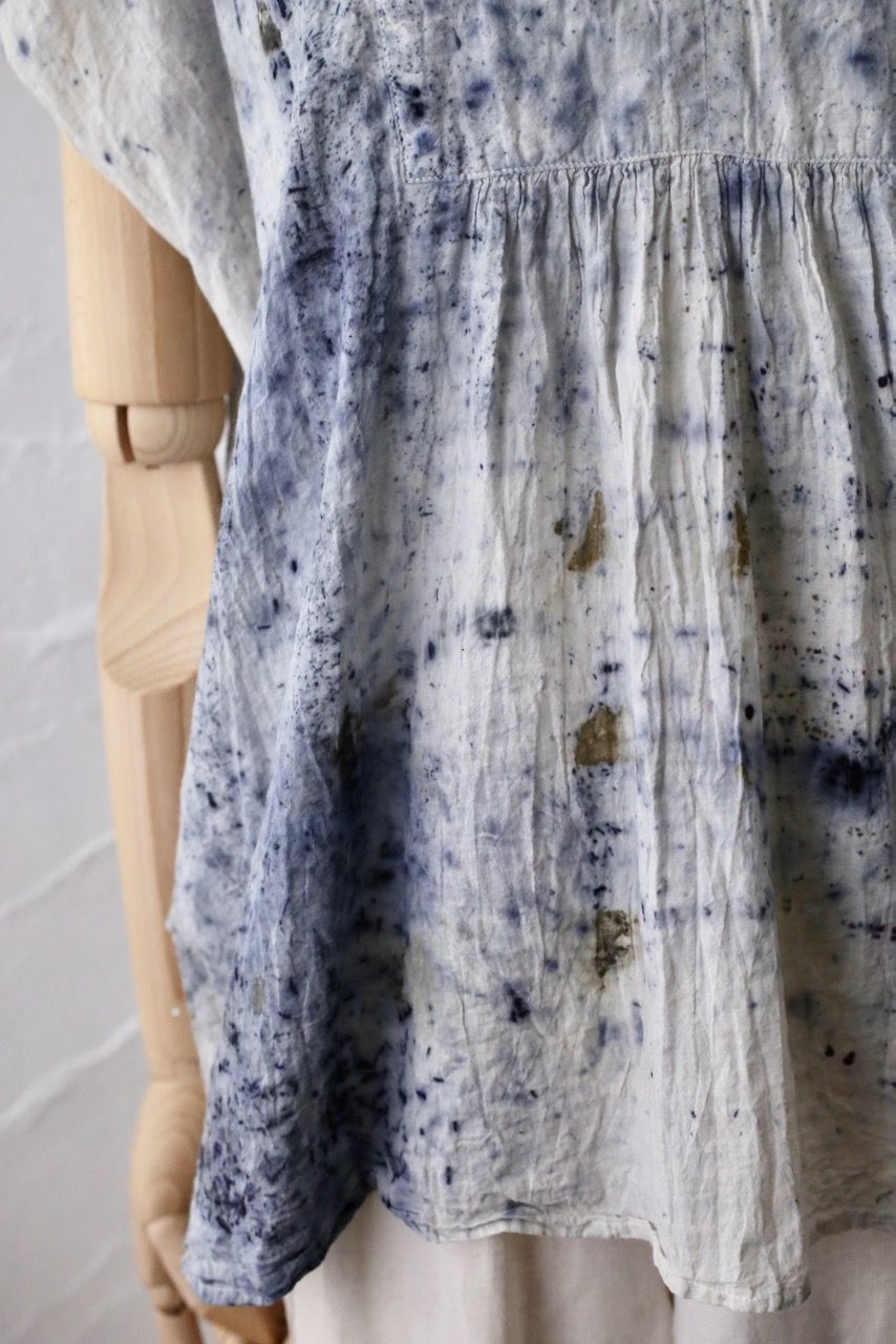 コットンローン パネル切り替えブラウス/ Cotton lawn blouse 「ボタニカルプリント⑦/Botanical print no.7