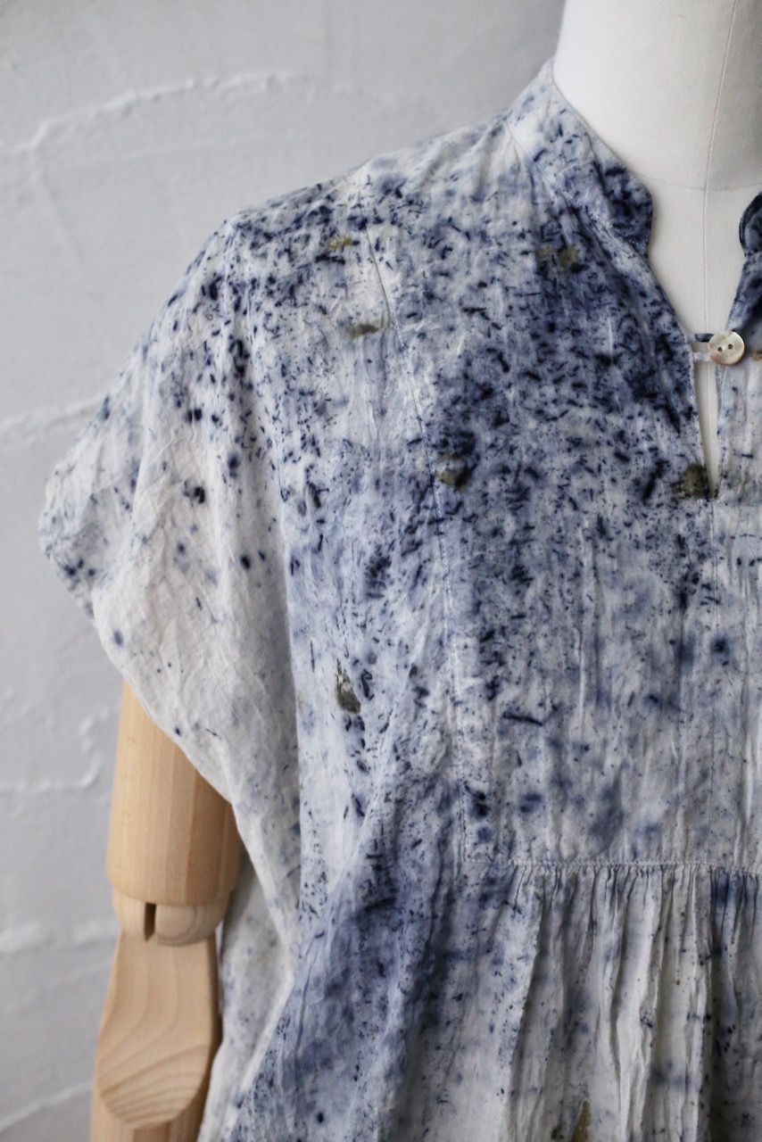 コットンローン パネル切り替えブラウス/ Cotton lawn blouse 「ボタニカルプリント⑦/Botanical print no.7