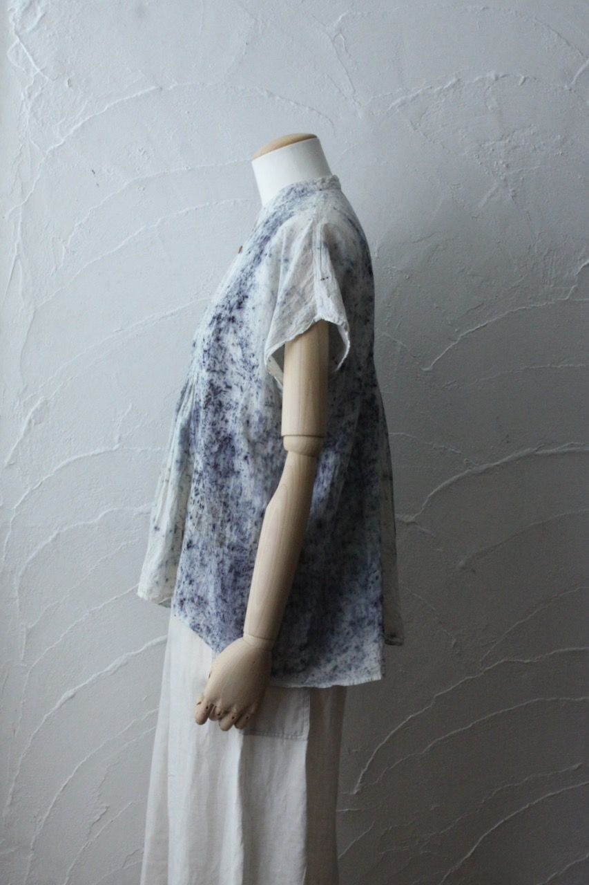 コットンローン パネル切り替えブラウス/ Cotton lawn blouse 「ボタニカルプリント⑧/Botanical print no.8」