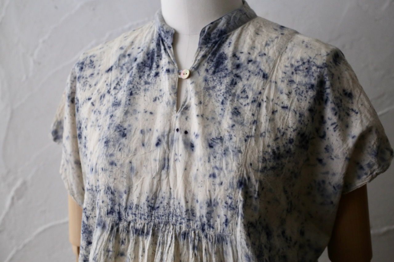 コットンローン パネル切り替えブラウス/ Cotton lawn blouse 「ボタニカルプリント⑧/Botanical print no.8」