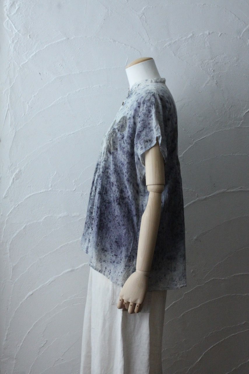 コットンローン パネル切り替えブラウス/ Cotton lawn blouse 「ボタニカルプリント⑥/Botanical print no.6