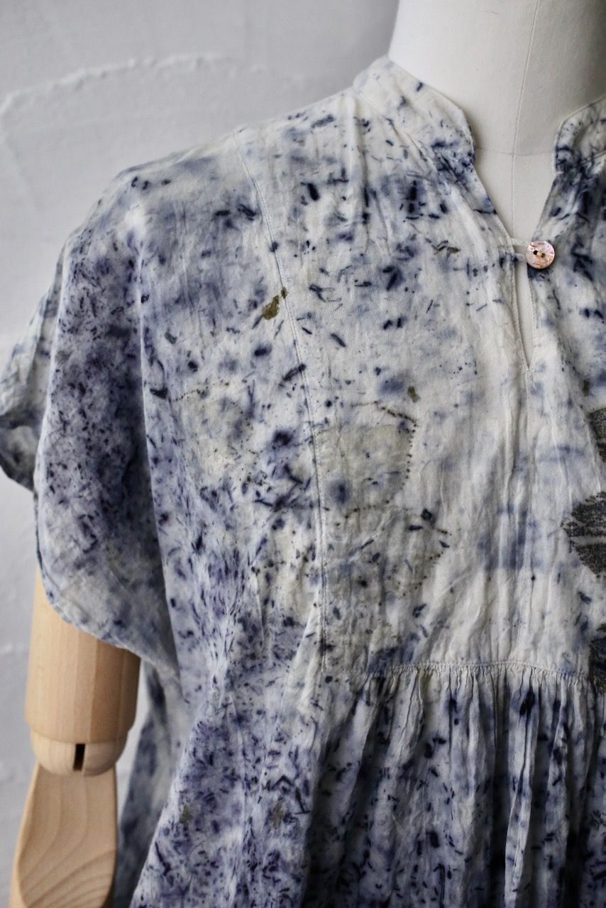 コットンローン パネル切り替えブラウス/ Cotton lawn blouse 「ボタニカルプリント⑥/Botanical print no.6