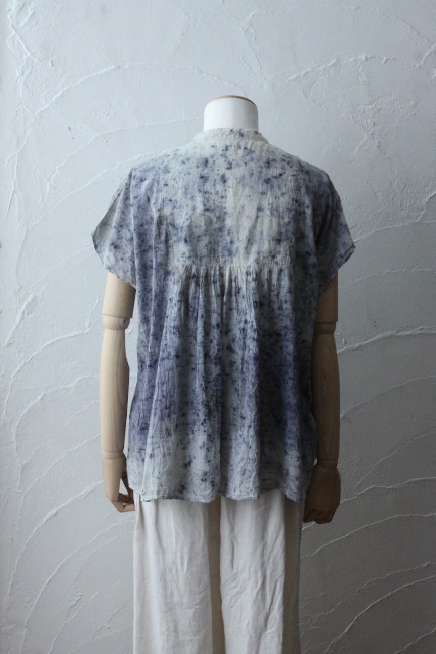 コットンローン パネル切り替えブラウス/ Cotton lawn blouse 「ボタニカルプリント⑥/Botanical print no.6