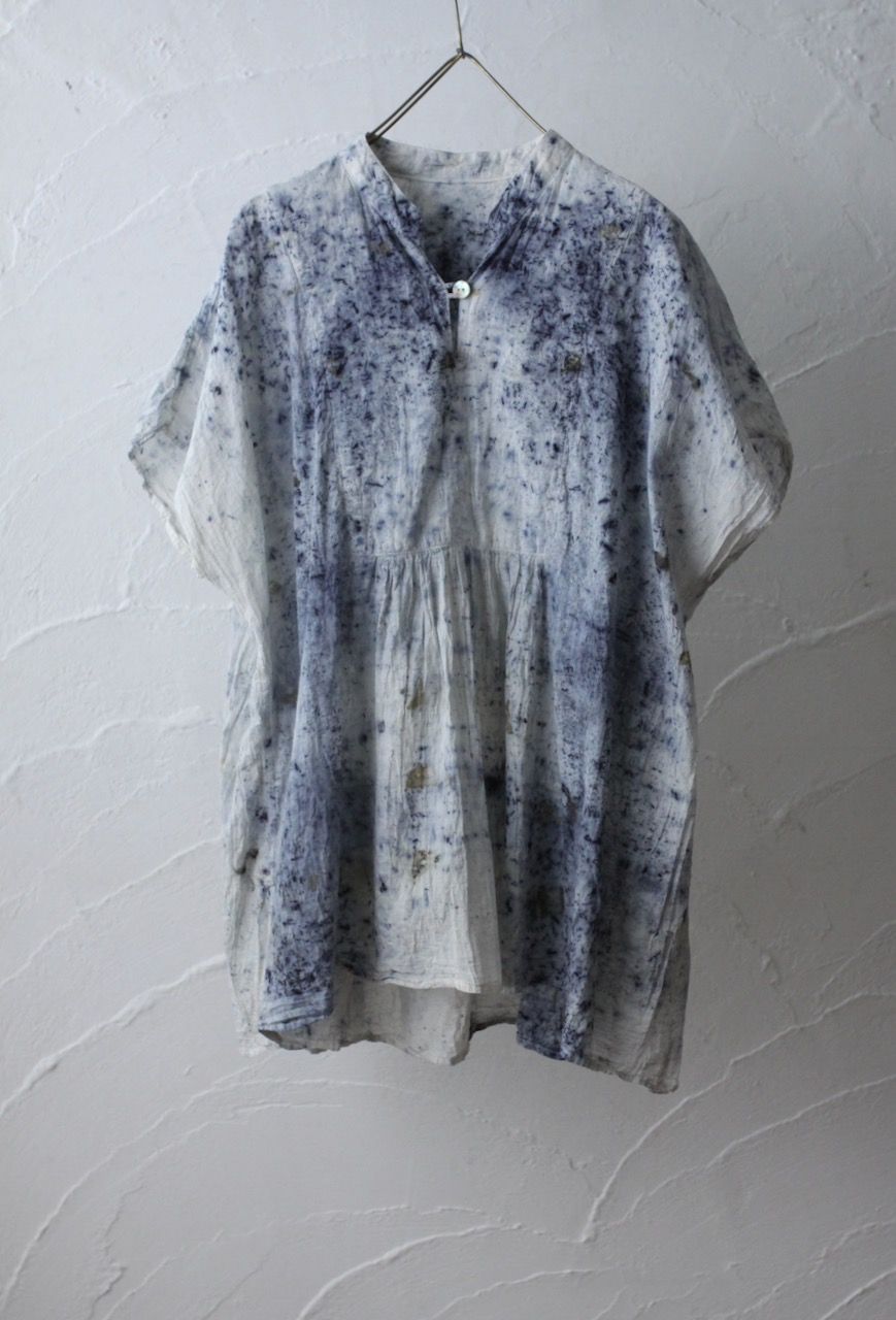 コットンローン パネル切り替えブラウス/ Cotton lawn blouse 「ボタニカルプリント⑦/Botanical print no.7