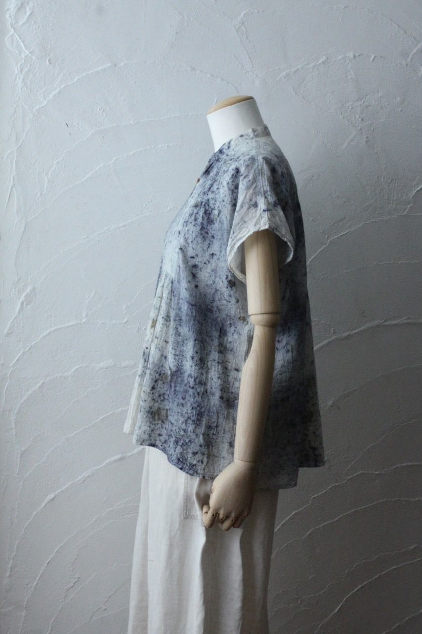 コットンローン パネル切り替えブラウス/ Cotton lawn blouse 「ボタニカルプリント⑦/Botanical print no.7