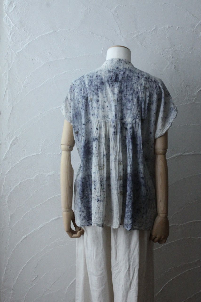 コットンローン パネル切り替えブラウス/ Cotton lawn blouse 「ボタニカルプリント⑦/Botanical print no.7