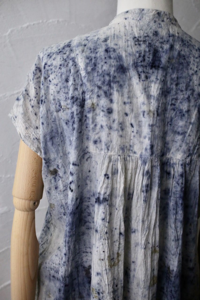 コットンローン パネル切り替えブラウス/ Cotton lawn blouse 「ボタニカルプリント⑦/Botanical print no.7
