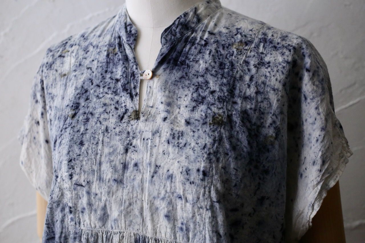 コットンローン パネル切り替えブラウス/ Cotton lawn blouse 「ボタニカルプリント⑦/Botanical print no.7