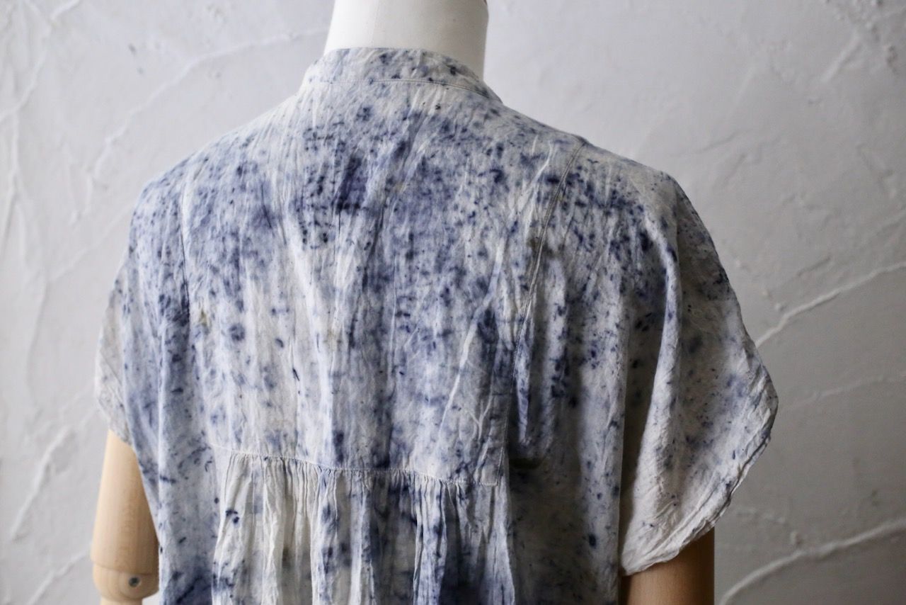 コットンローン パネル切り替えブラウス/ Cotton lawn blouse 「ボタニカルプリント⑦/Botanical print no.7
