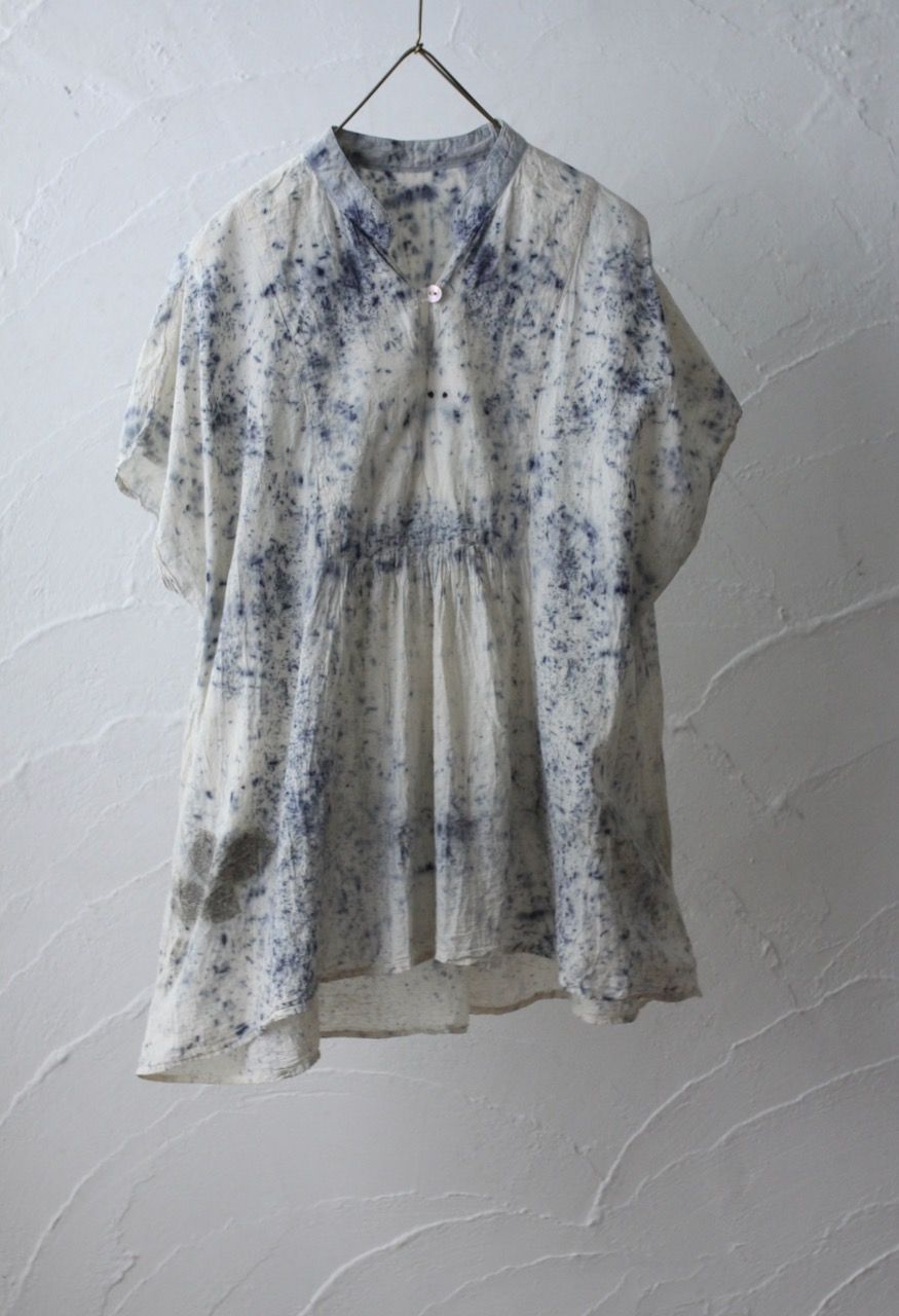 コットンローン パネル切り替えブラウス/ Cotton lawn blouse 「ボタニカルプリント⑧/Botanical print no.8」