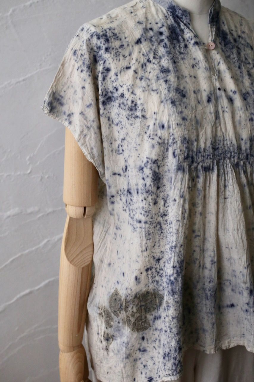 コットンローン パネル切り替えブラウス/ Cotton lawn blouse 「ボタニカルプリント⑧/Botanical print no.8」