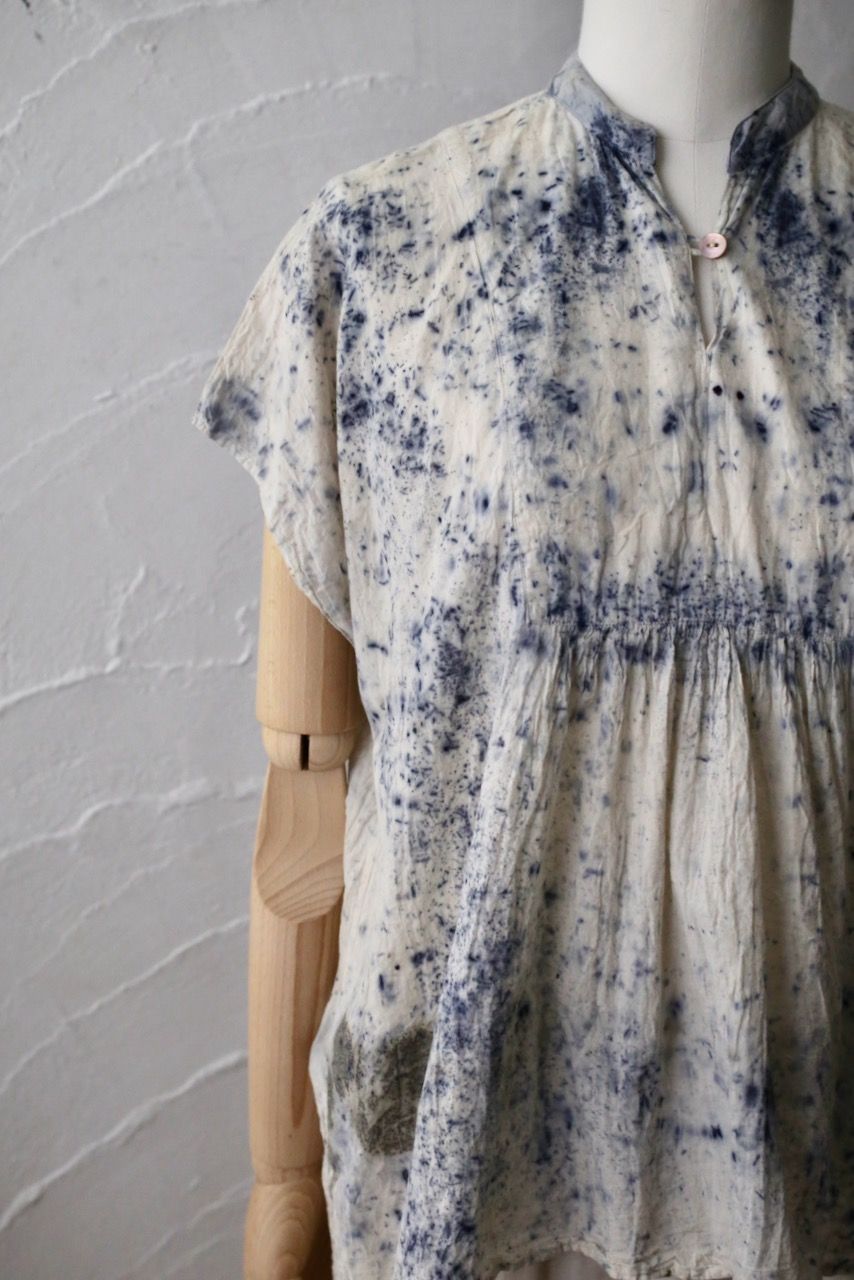コットンローン パネル切り替えブラウス/ Cotton lawn blouse 「ボタニカルプリント⑧/Botanical print no.8」