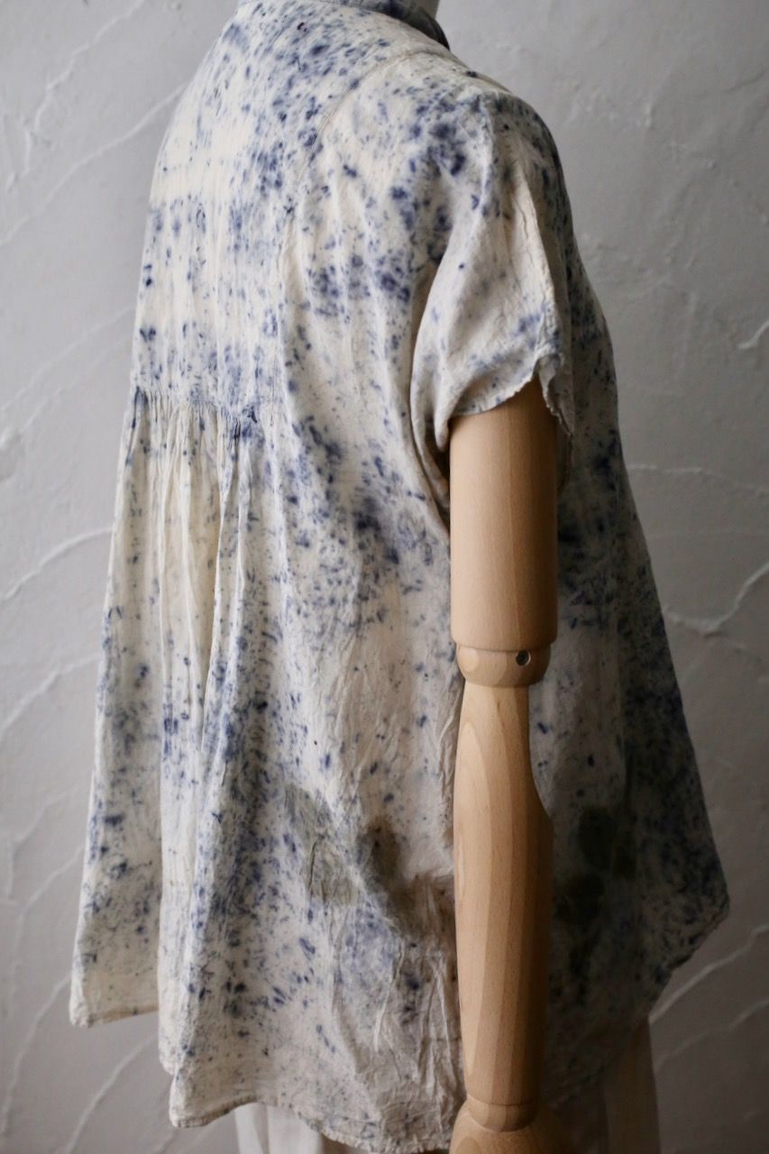コットンローン パネル切り替えブラウス/ Cotton lawn blouse 「ボタニカルプリント⑧/Botanical print no.8」