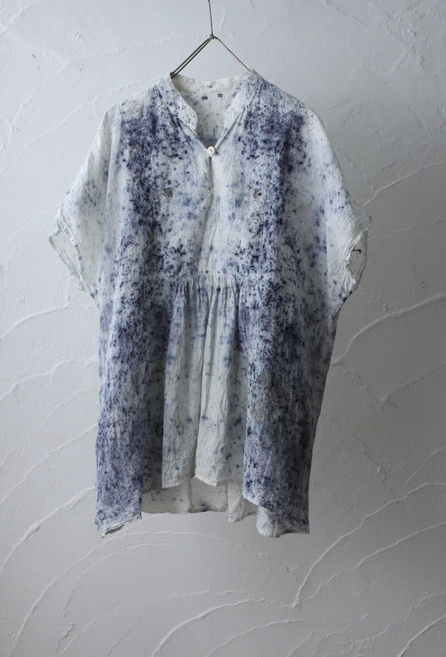 コットンローン パネル切り替えブラウス/ Cotton lawn blouse 「ボタニカルプリント⑨/Botanical print no.9」