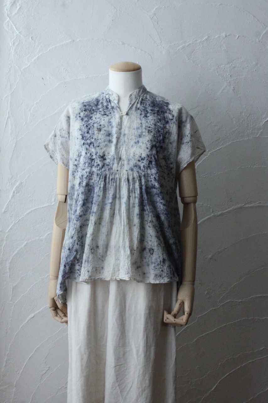 コットンローン パネル切り替えブラウス/ Cotton lawn blouse 「ボタニカルプリント⑨/Botanical print no.9」