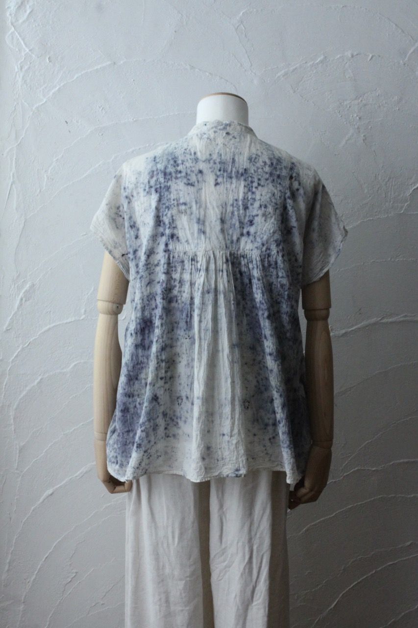 コットンローン パネル切り替えブラウス/ Cotton lawn blouse 「ボタニカルプリント⑨/Botanical print no.9」
