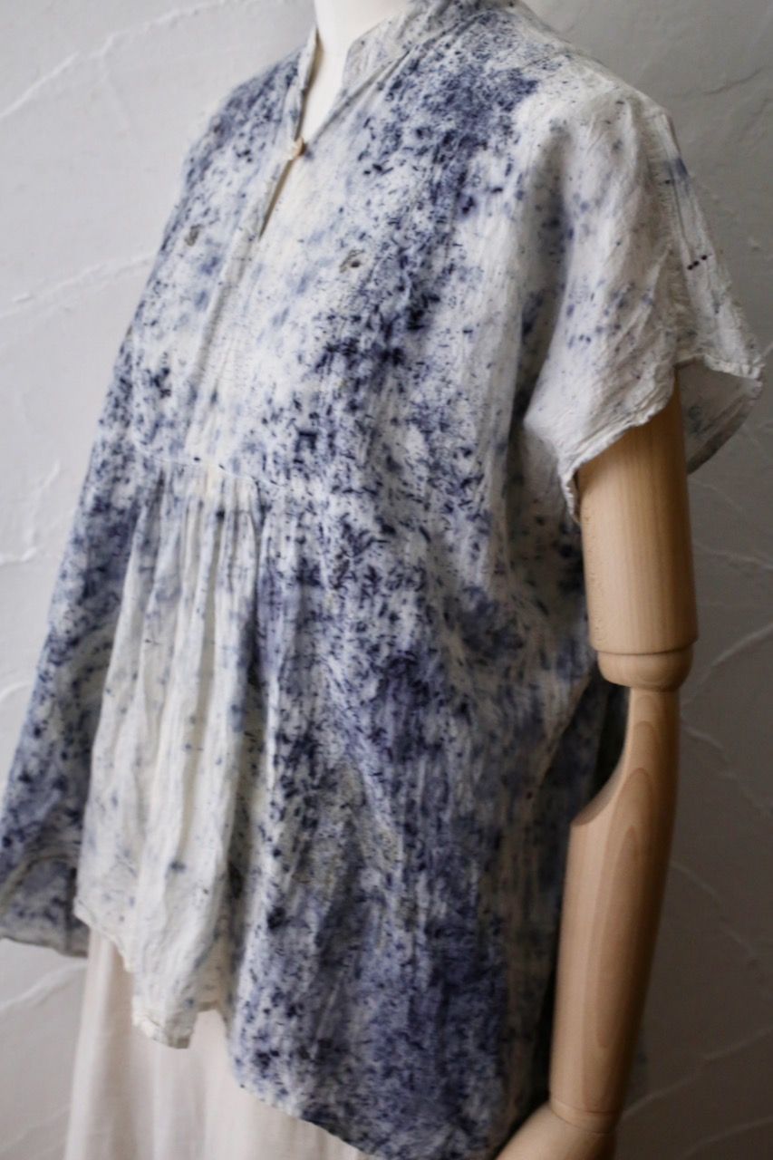 コットンローン パネル切り替えブラウス/ Cotton lawn blouse 「ボタニカルプリント⑨/Botanical print no.9」