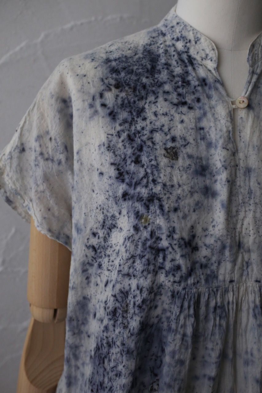 コットンローン パネル切り替えブラウス/ Cotton lawn blouse 「ボタニカルプリント⑨/Botanical print no.9」