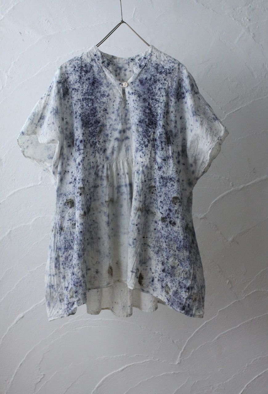 コットンローン パネル切り替えブラウス/ Cotton lawn blouse 「ボタニカルプリント⑩/Botanical print no.10」