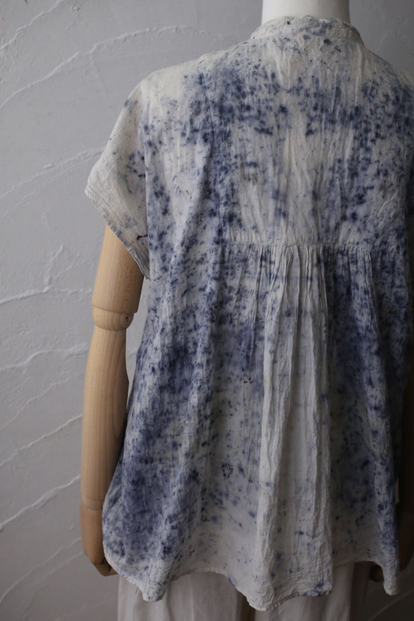 コットンローン パネル切り替えブラウス/ Cotton lawn blouse 「ボタニカルプリント⑨/Botanical print no.9」
