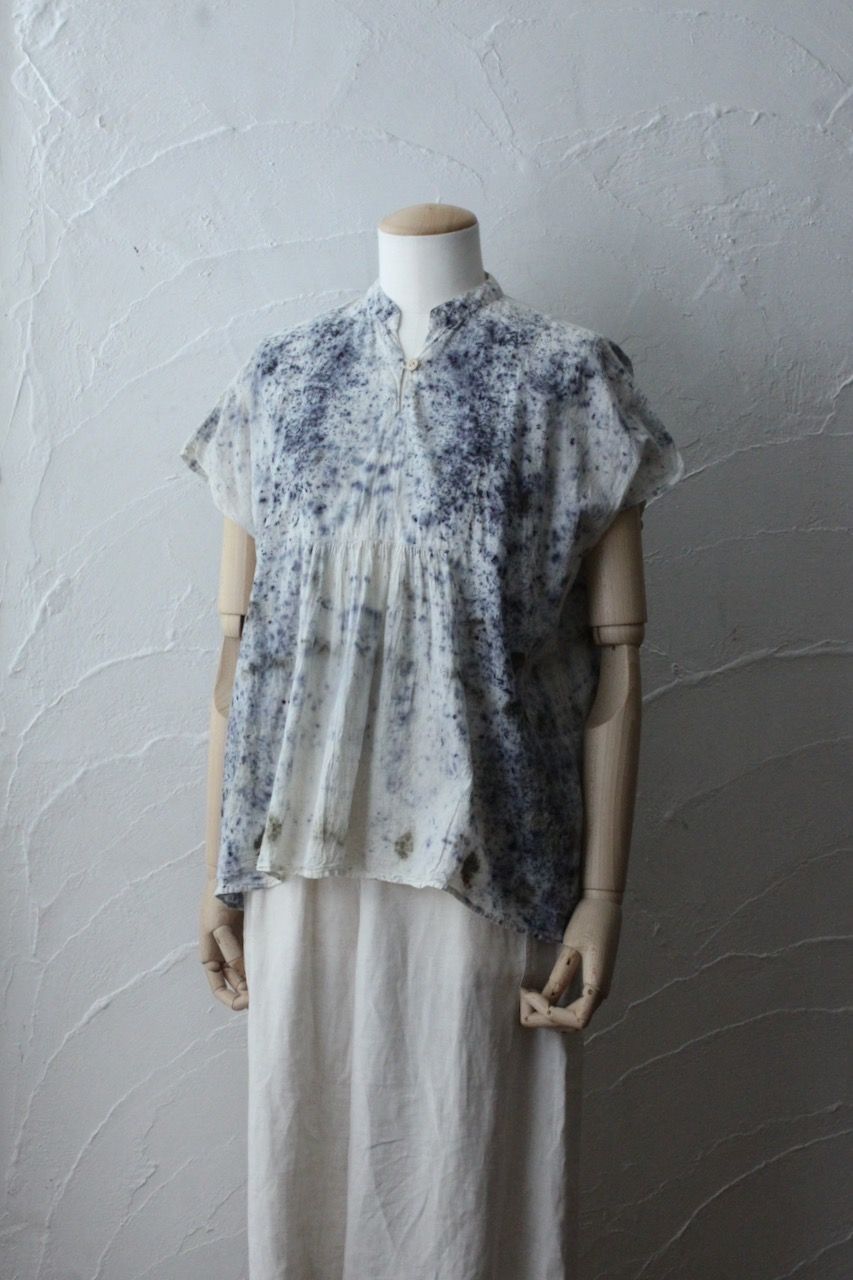 コットンローン パネル切り替えブラウス/ Cotton lawn blouse 「ボタニカルプリント⑩/Botanical print no.10」