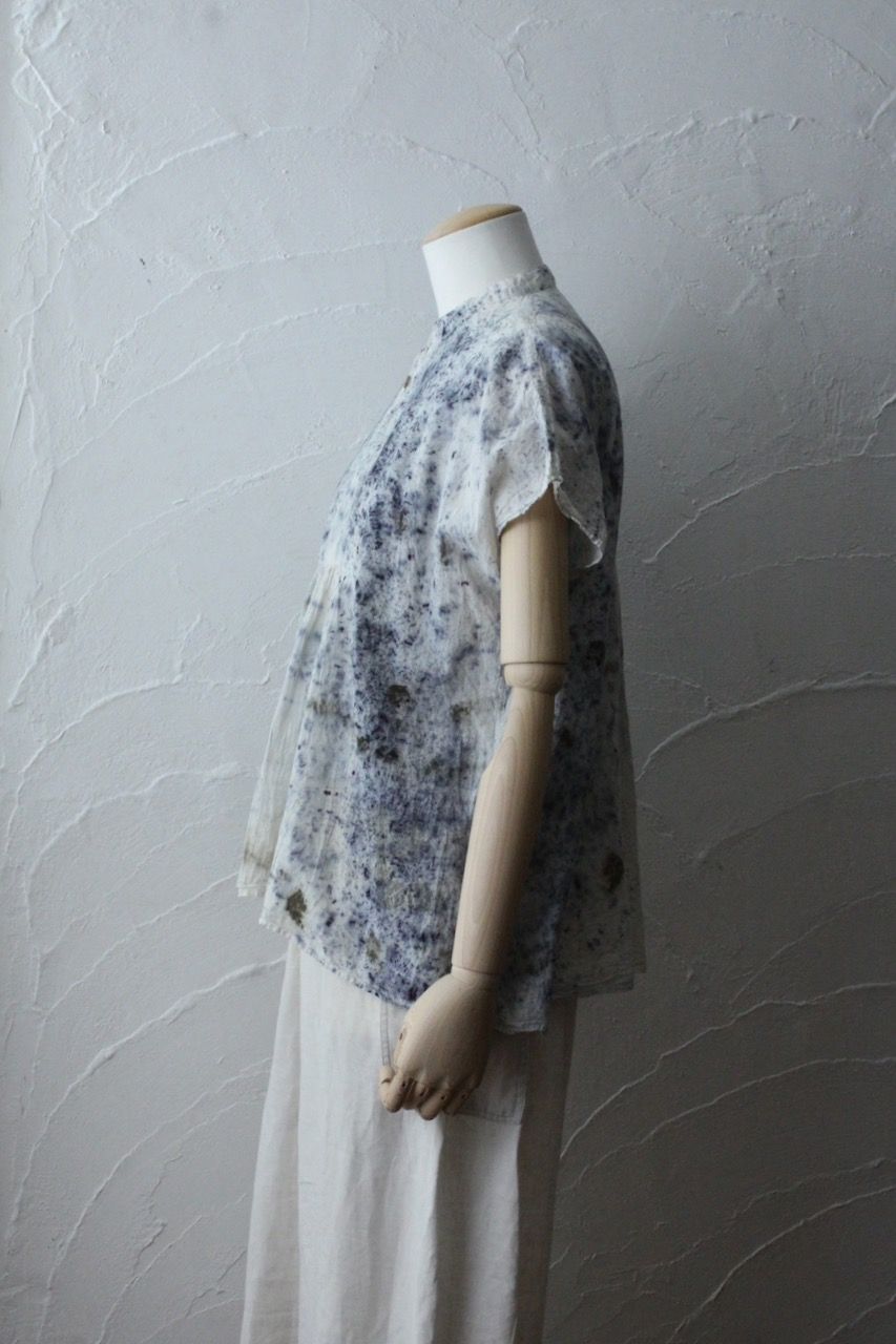 コットンローン パネル切り替えブラウス/ Cotton lawn blouse 「ボタニカルプリント⑩/Botanical print no.10」