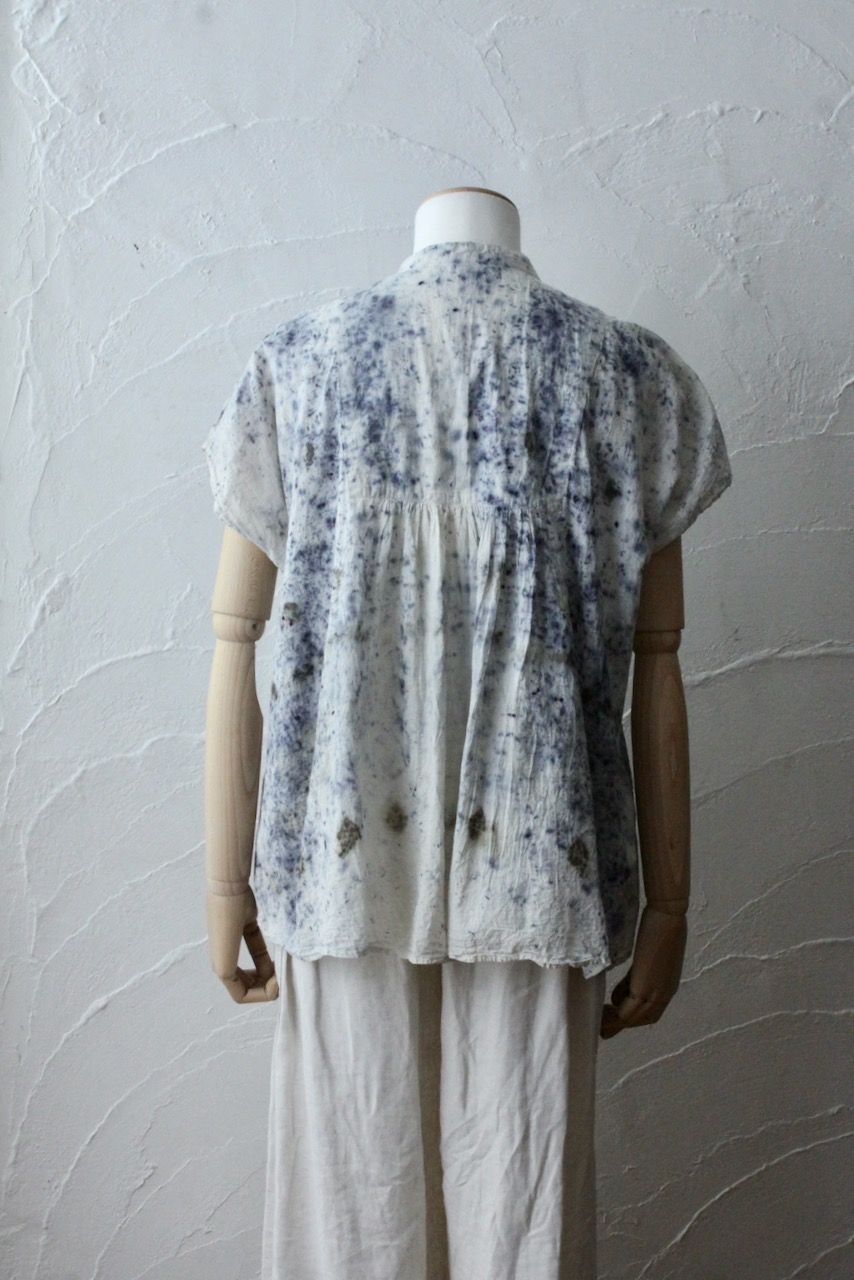 コットンローン パネル切り替えブラウス/ Cotton lawn blouse 「ボタニカルプリント⑩/Botanical print no.10」