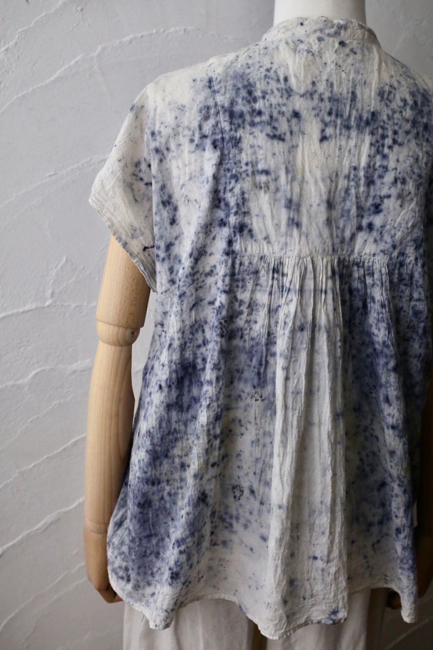 コットンローン パネル切り替えブラウス/ Cotton lawn blouse 「ボタニカルプリント⑩/Botanical print no.10」
