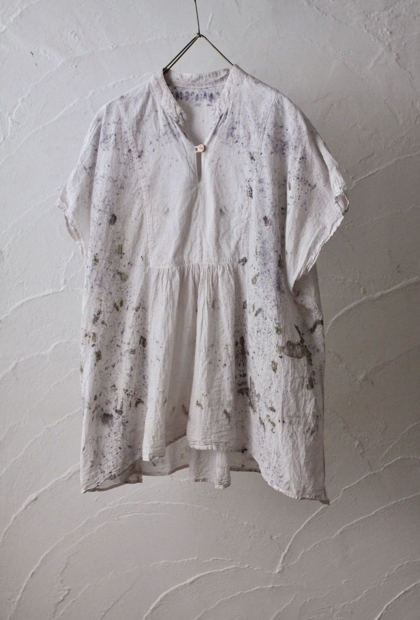 コットンローン パネル切り替えブラウス/ Cotton lawn blouse 「ボタニカルプリント⑪/Botanical print no.11」