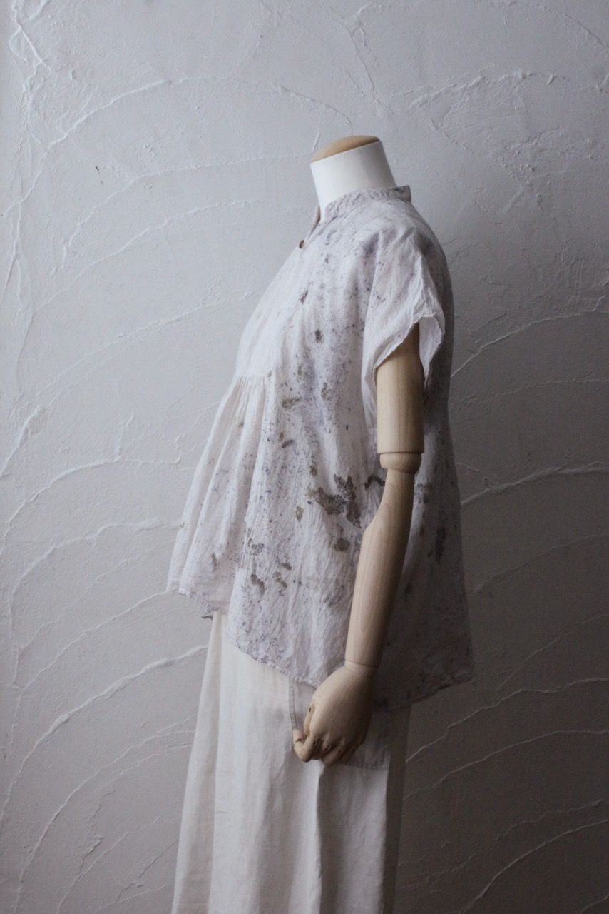 コットンローン パネル切り替えブラウス/ Cotton lawn blouse 「ボタニカルプリント⑪/Botanical print no.11」