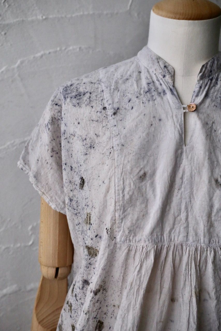 コットンローン パネル切り替えブラウス/ Cotton lawn blouse 「ボタニカルプリント⑪/Botanical print no.11」