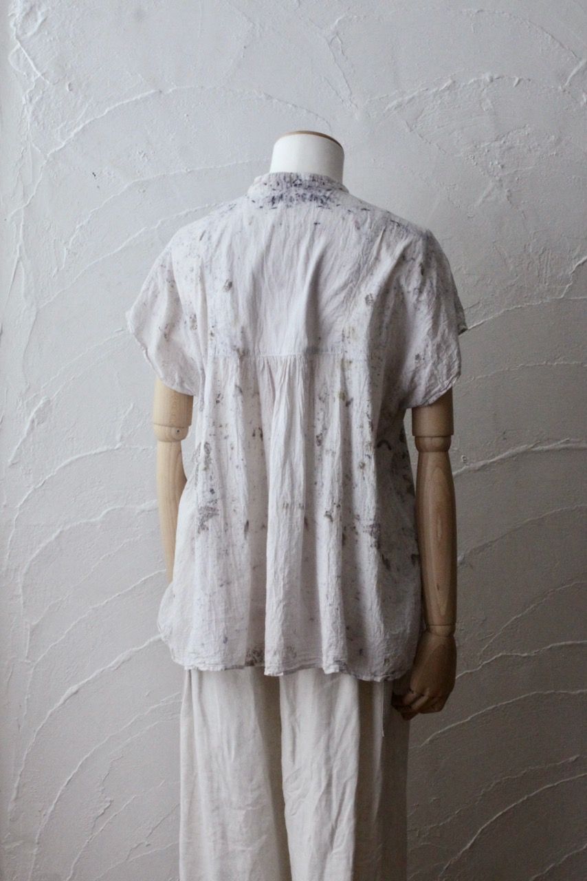 コットンローン パネル切り替えブラウス/ Cotton lawn blouse 「ボタニカルプリント⑪/Botanical print no.11」
