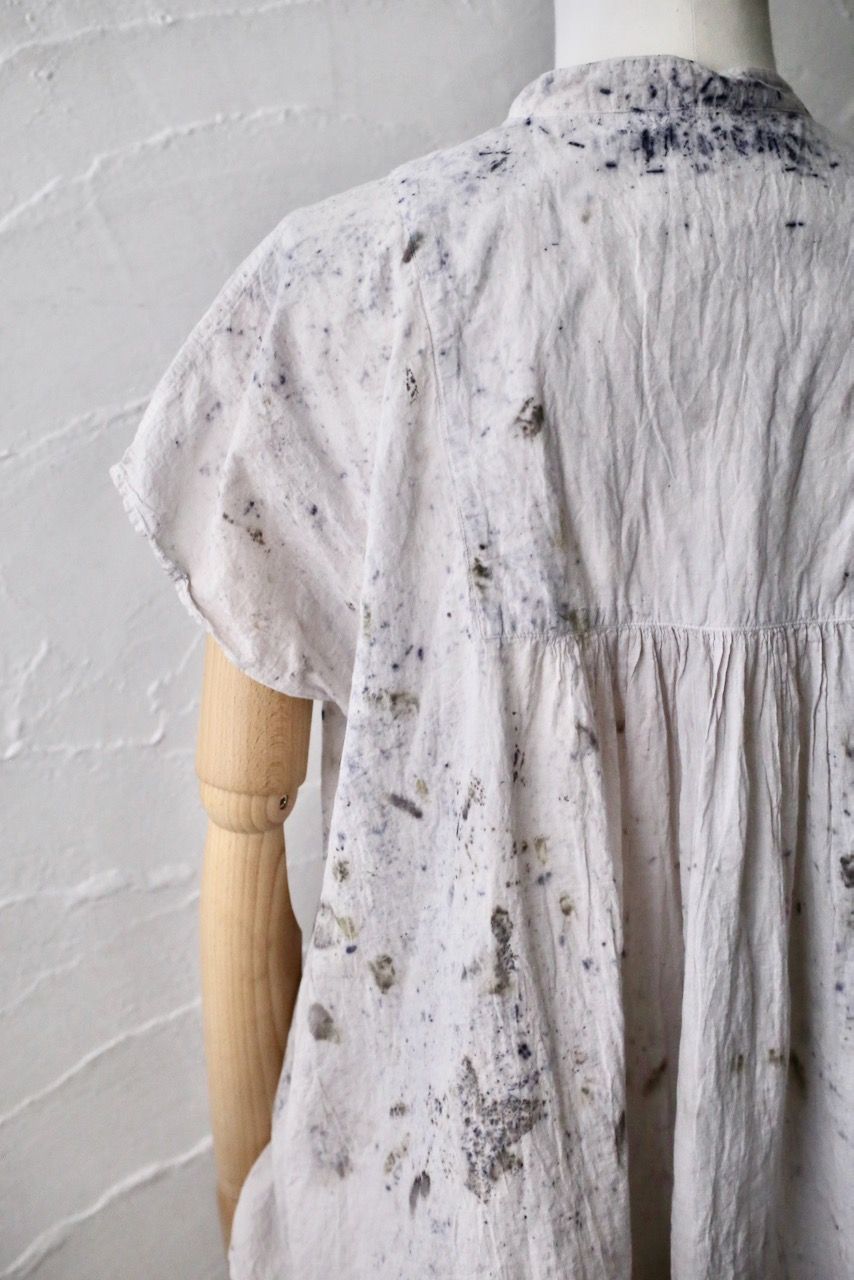 コットンローン パネル切り替えブラウス/ Cotton lawn blouse 「ボタニカルプリント⑪/Botanical print no.11」