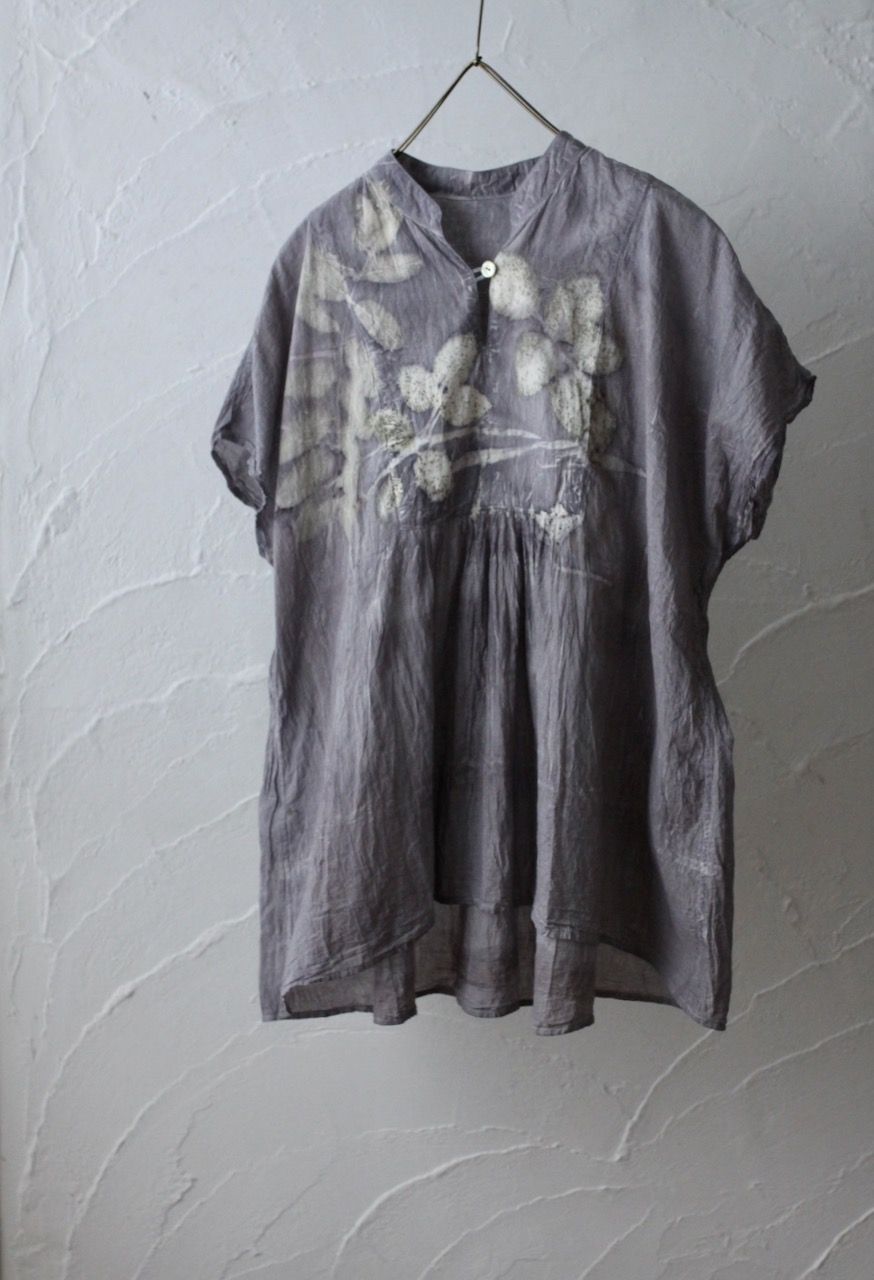 コットンローン パネル切り替えブラウス/ Cotton lawn blouse 「ボタニカルプリント⑫/Botanical print no.12」