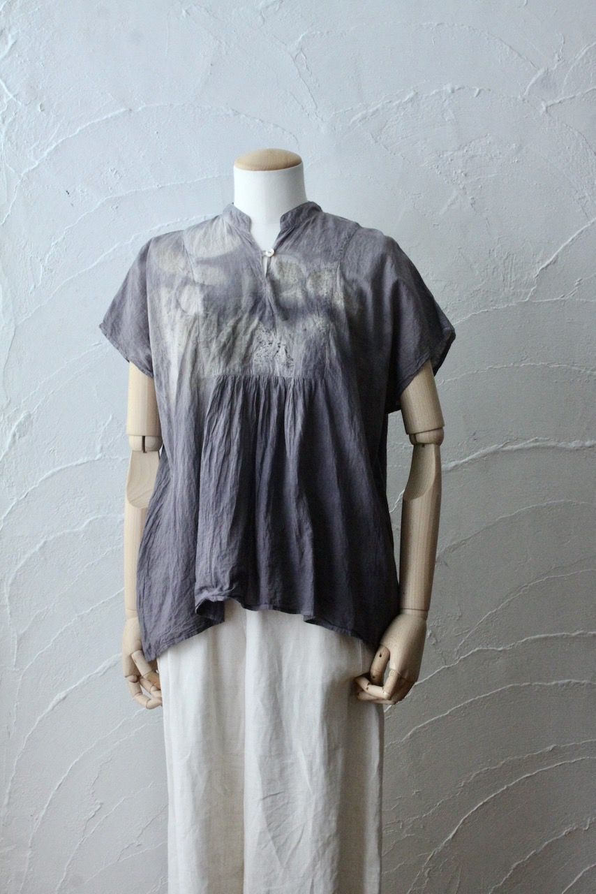 コットンローン パネル切り替えブラウス/ Cotton lawn blouse 「ボタニカルプリント⑬/Botanical print no.13」