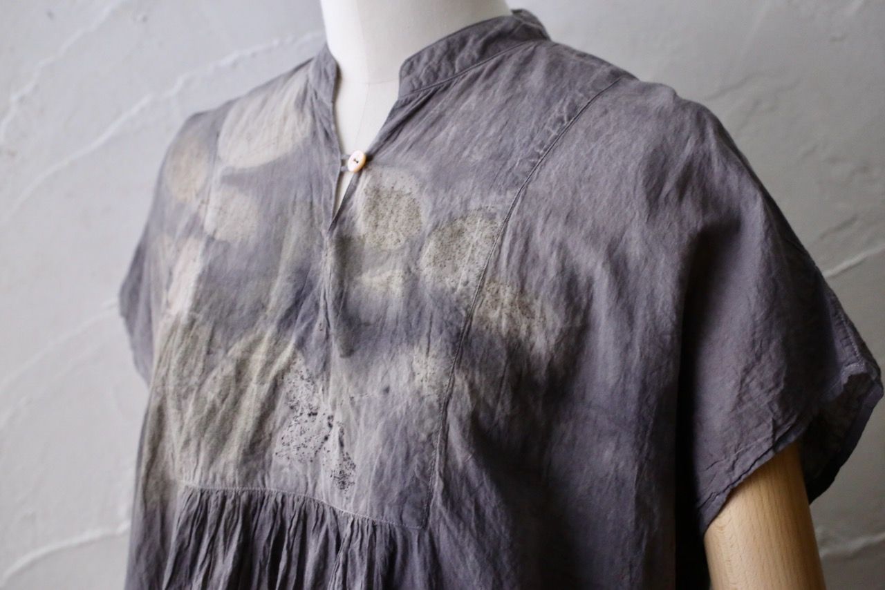 コットンローン パネル切り替えブラウス/ Cotton lawn blouse 「ボタニカルプリント⑬/Botanical print no.13」