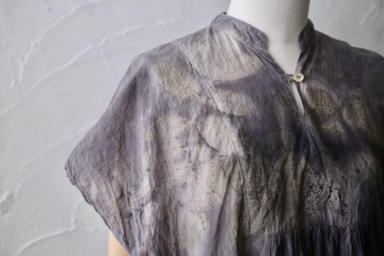 コットンローン パネル切り替えブラウス/ Cotton lawn blouse 「ボタニカルプリント⑬/Botanical print no.13」