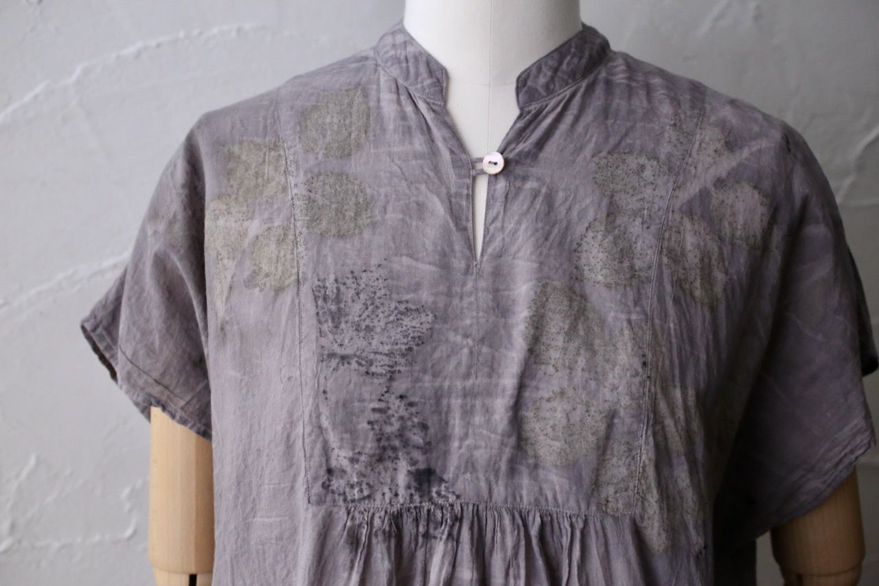 コットンローン パネル切り替えブラウス/ Cotton lawn blouse 「ボタニカルプリント⑭/Botanical print no.14」