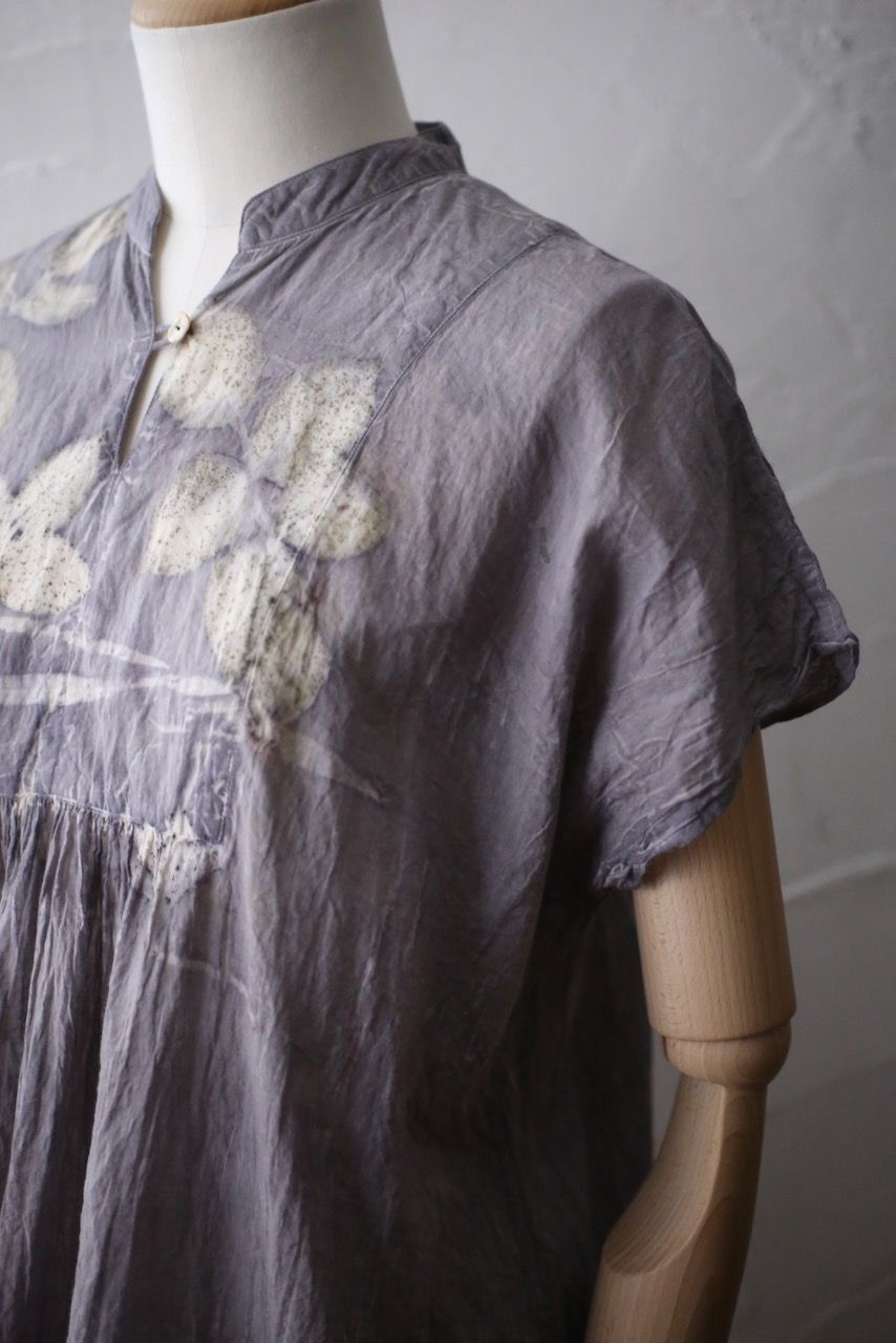 コットンローン パネル切り替えブラウス/ Cotton lawn blouse 「ボタニカルプリント⑫/Botanical print no.12」
