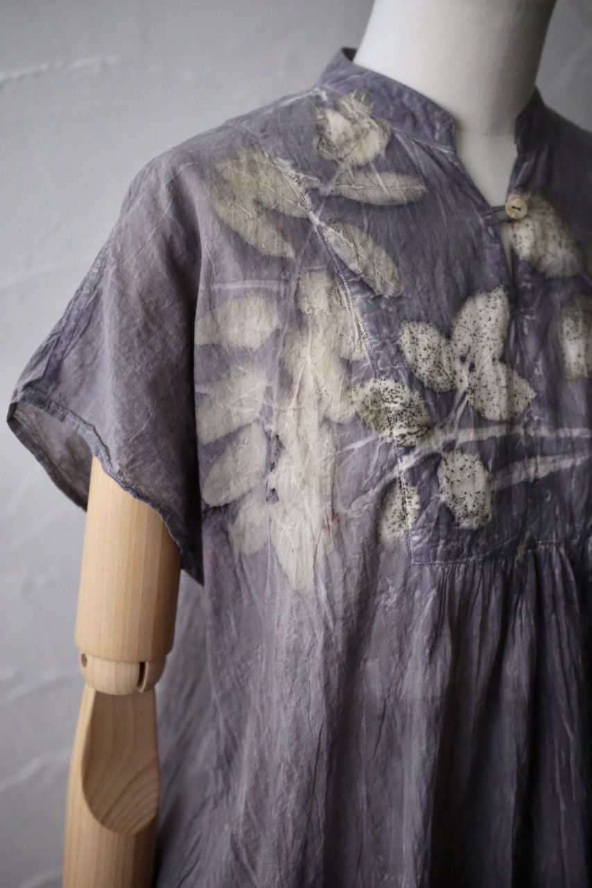 コットンローン パネル切り替えブラウス/ Cotton lawn blouse 「ボタニカルプリント⑫/Botanical print no.12」