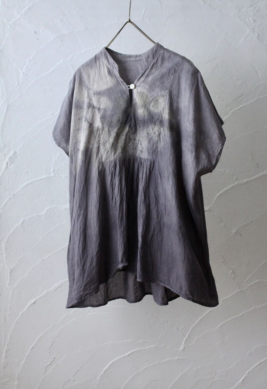 コットンローン パネル切り替えブラウス/ Cotton lawn blouse 「ボタニカルプリント⑬/Botanical print no.13」