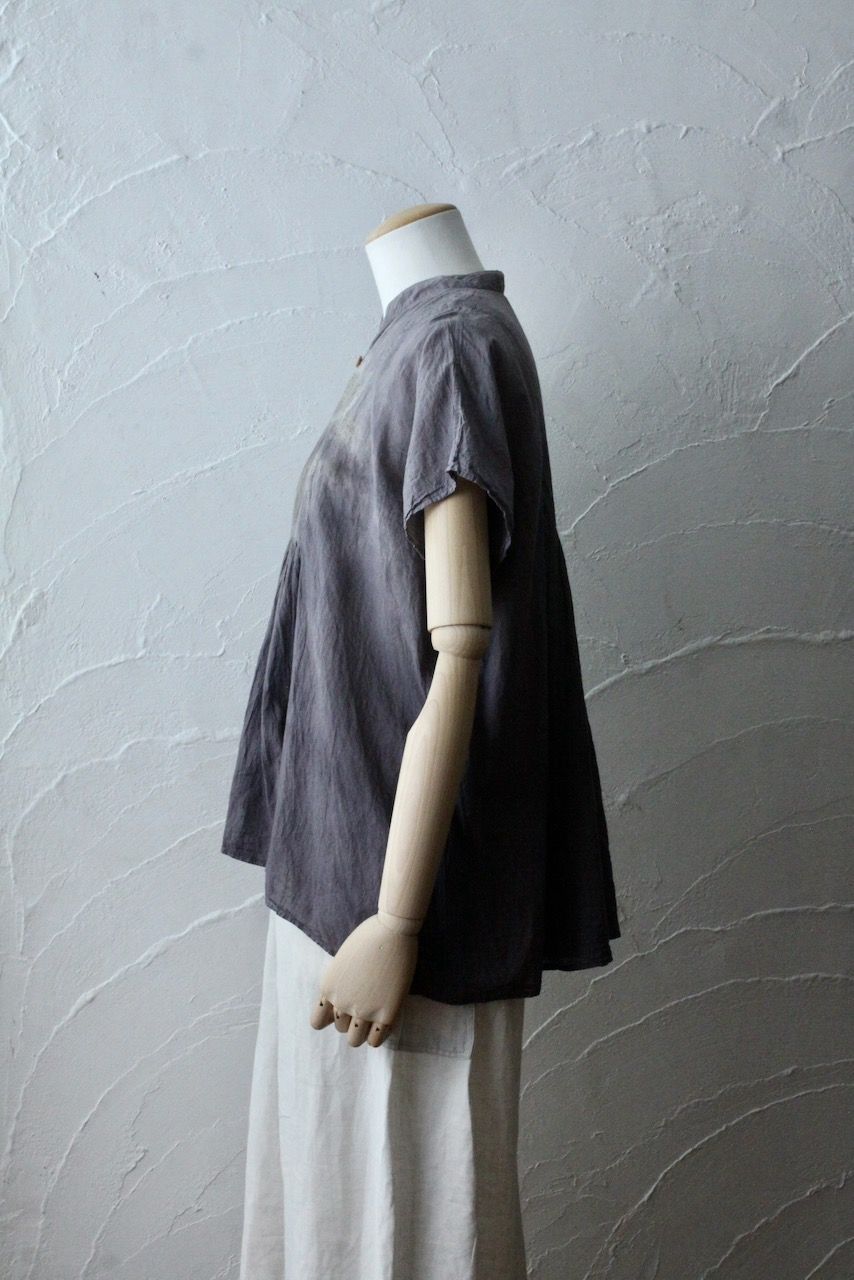 コットンローン パネル切り替えブラウス/ Cotton lawn blouse 「ボタニカルプリント⑬/Botanical print no.13」
