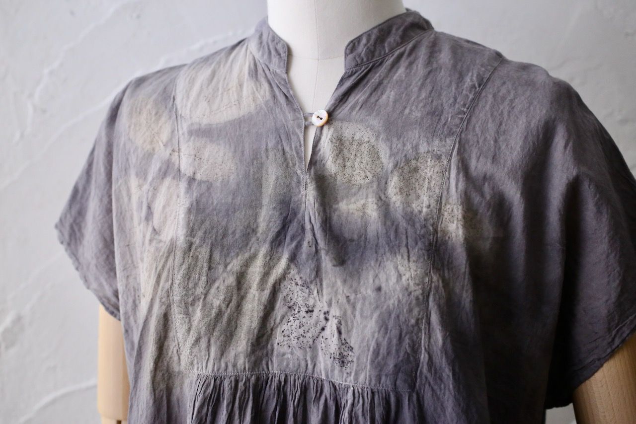 コットンローン パネル切り替えブラウス/ Cotton lawn blouse 「ボタニカルプリント⑬/Botanical print no.13」