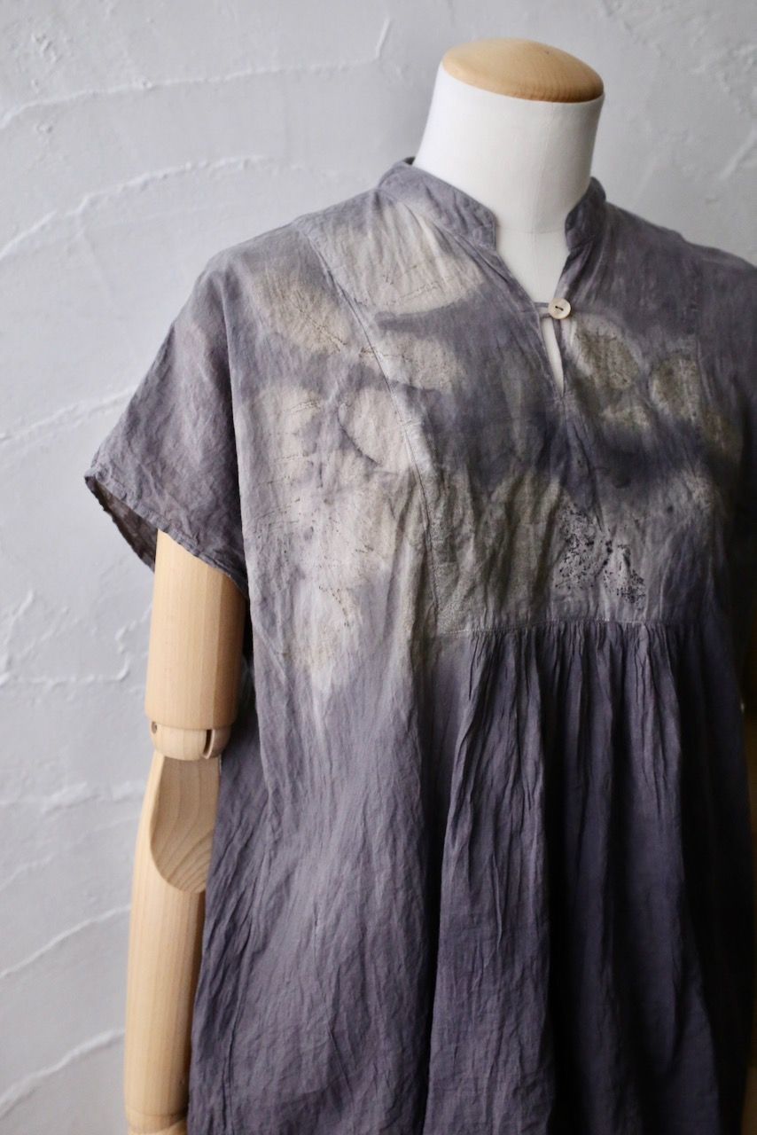 コットンローン パネル切り替えブラウス/ Cotton lawn blouse 「ボタニカルプリント⑬/Botanical print no.13」