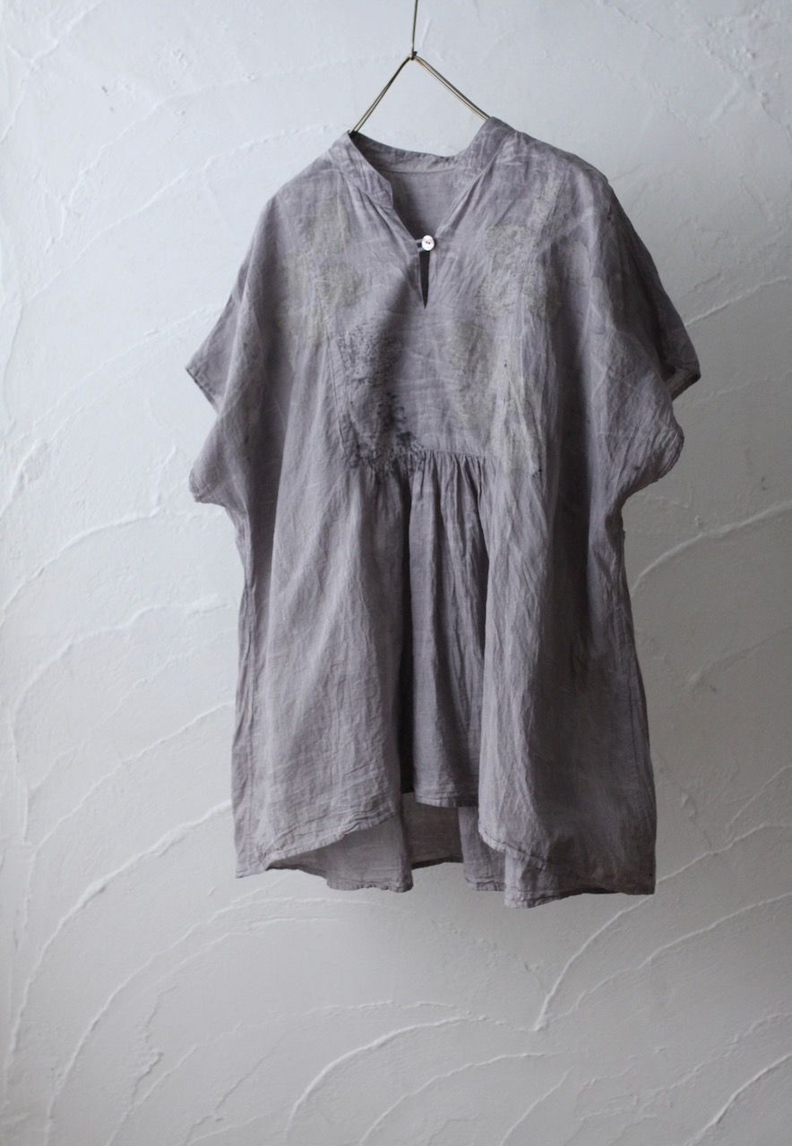コットンローン パネル切り替えブラウス/ Cotton lawn blouse 「ボタニカルプリント⑭/Botanical print no.14」